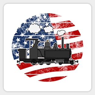 Steam Train USA Flag Patriotic 4th July Sticker